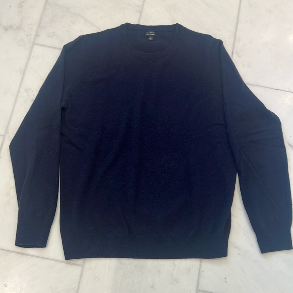 J.Crew - 100% Cashmere Sweater - Crewneck - Size Large - Navy